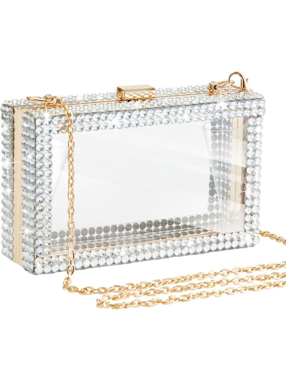Clear Rhinestone Clutch Purse for Women - Stylish Acrylic Evening Bag